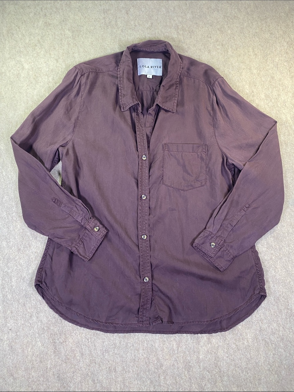 Lola River Plum Tencel Button-Up Shirt Size Large